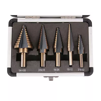 5Pcs HSS Cobalt Hole Large Metal Step Drill Bit Set Titanium Cutter Cone Tools • £13.96