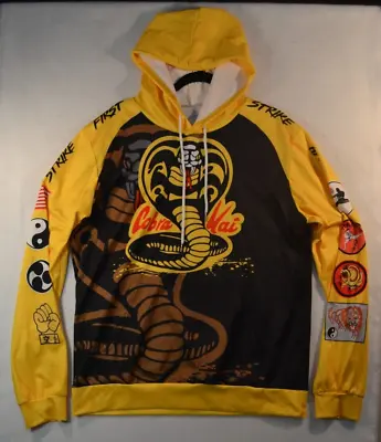 Cobra Kai All Over Print Hoodie Yellow & Black Unisex Adult Large FREE SHIPPING! • $19.99