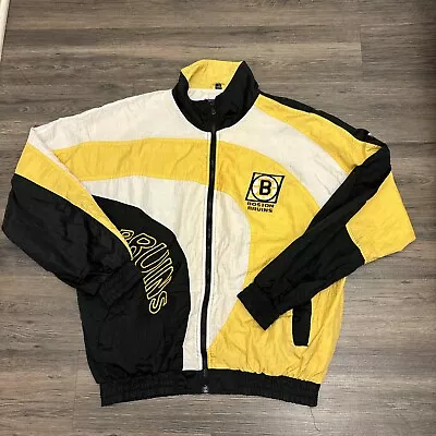 Vtg Pro Player NHL Boston Bruins Full Zip Windbreaker Jacket Men’s Size M • $49.99