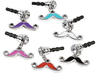 12x MUSTACHE PHONE CHARMS - Moustache Dust Plug For Iphone Galaxy Android Etc • $8.99