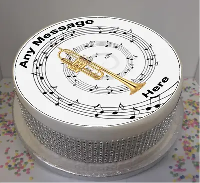 Personalised Trumpet & Music Notes 8  Icing Sheet / Cake Topper • £5.79