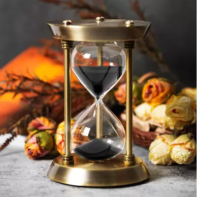 60 Minute Hourglass Sand Timer With Metal Frame Bronze Big Size Antique Sand Cl • $48.99