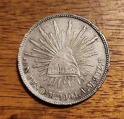 Mexico 1901MoAM 1 Peso XF Circulated Silver Coin • $20.50