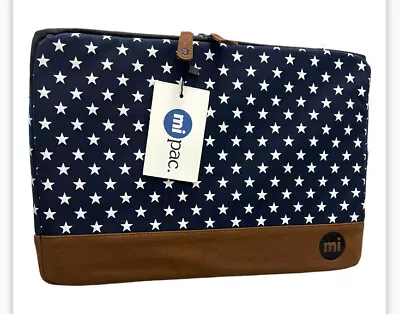 Laptop Sleeve Case Mi-Pac All Stars Navy & White Faux Suede Trim 13” Zipped NEW • £9.95