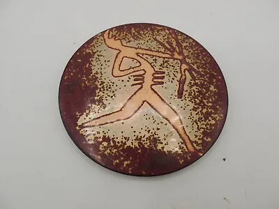 Pamela Joel Sansone Modern Enamel Copper Art Plate Trivet Indigenous Design • $15