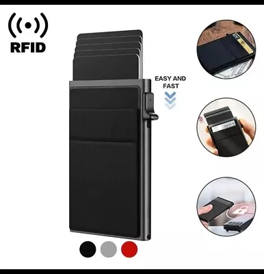 Thin RFID Blocking Small Wallet Men Anti-scan Leather Slim ID Credit Card Holder • £5