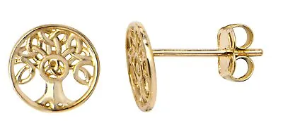 9ct Yellow Gold Tree Of Life Studs • £85.27