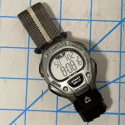 Timex Ironman Triathlon Watch Gray Nylon Hook & Loop Strap Working New Battery • $22.99