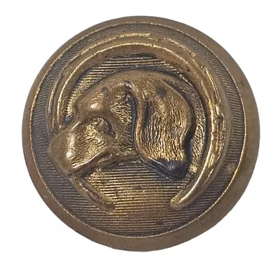 Vintage Hound Dog W/ Horseshoe Brass Good Luck Button W/ Wobble Shank • $9.99