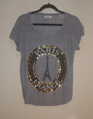 $27.99 • Buy NWOT Lauren Moshi Gray Burnout Paris France Tee Size Small S