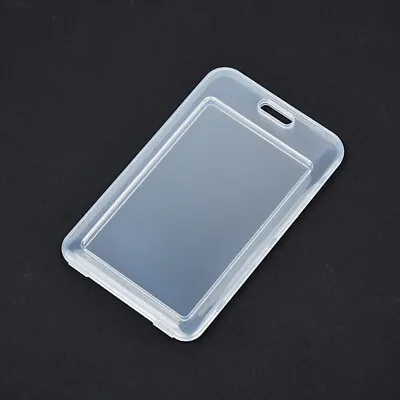 $4.99 • Buy Clear Transparent Hard Plastic ID Card Badge Holder For Lanyard Vertical 1 PCS