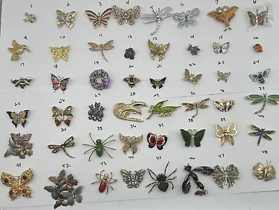 $6 • Buy PICK A BROOCH PIN VINTAGE - NOW- Bugs Insects Butterfly Dragonfly Spider Etc C47