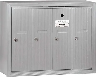 Salsbury : 4-Door Surface Mount Vertical Mailbox With USPS Access (Gray) ✅ • $449