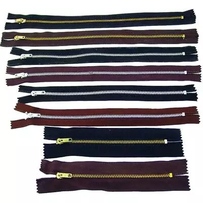 Metal Zippers - Black - Brown - 5 5/8  9 1/4  10  - 12 Pack - 100 Pack • $1.80