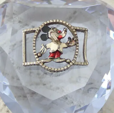 Walt Disney Productions Enamel Mickey Mouse Silver Tone Child's Belt Buckle • $29.95