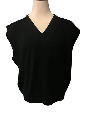 NWT 6X Big 6XB Ribbed Black Sweater Vest Big And Tall 100% Acrylic • $39.95