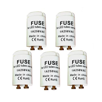 LED Starter Fuse 2 Pin Replacement For T8 Fluorescent Tube 5 Pack 2A LED Fuse • £6.48
