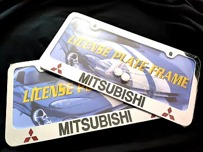 2x Mitsubishi Stainless Steel Laser Engraved License Plate Frame Car Metal Logo • $14.98