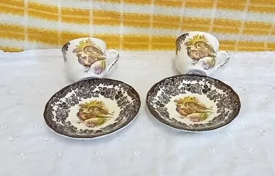 Royal Worcester Group Palissy Game Series Two Cups And Saucers • £5