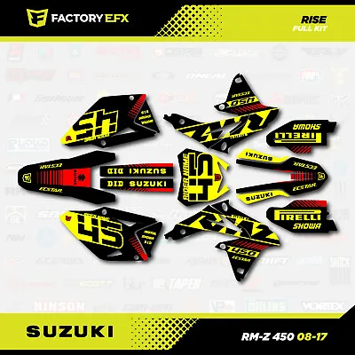 Blk Yellow Red Rise Racing Graphics Kit Fits 08-17 Suzuki RMZ450 Sticker RMZ 450 • $69.99