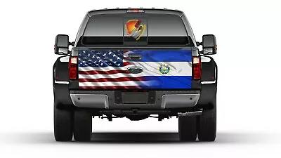 American And El Salvador Flag Tailgate Wrap Vinyl Graphic Decal Sticker Truck • $69.99