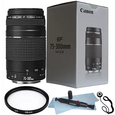 Canon EF 75-300mm F/4.0-5.6 III Autofocus Lens Bundle For Canon T6 T6I 70D 80D • $174.99