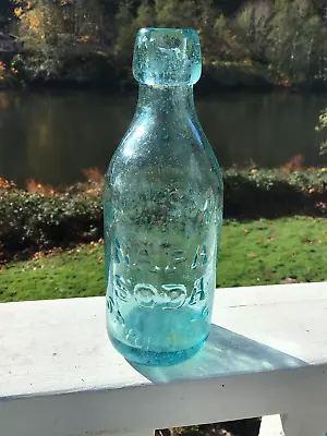 C.1880s Jackson's Napa Soda Springs Mineral Water Aquamarine Blob Top Bottle • $245