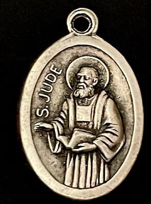 Vintage Catholic St Jude Silver Tone Medal Italy • $8.99