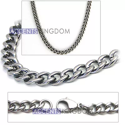 Accents Kingdom 4.3mm Titanium Men's Curb Link Necklace Chain • $89.24