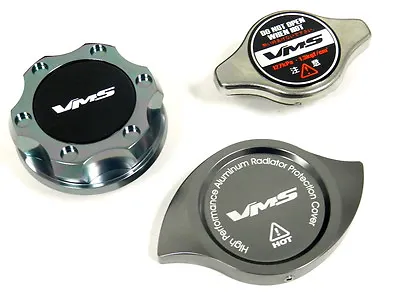 Vms Racing Oil Cap + Radiator Cap + Billet Cover Gunmetal Mitsubishi B • $39.95