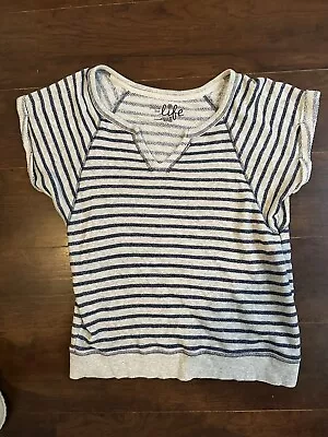 Made For Life Striped Casual Womens Shirt Size M Medium Short Sleeve Top V Neck • $7.99