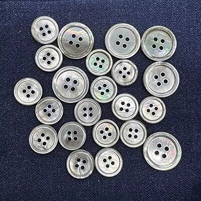 22 Pieces Natural Smoke Mother Of Pearl Buttons Set 20mm 15mm Mixed Grey MOP ... • $33.37