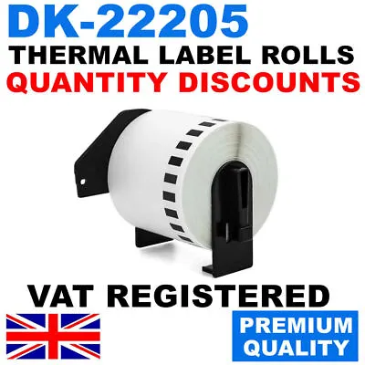 CONTINUOUS THERMAL LABELS FITS BROTHER DK22205 DK-22205 P TOUCH PRINTERS - 62mm • £30.97