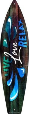 $14.48 • Buy Live Love Relax Metal Surfboard Sign 17  X 4.5  ↔ Beach Pool Home Wall Decor