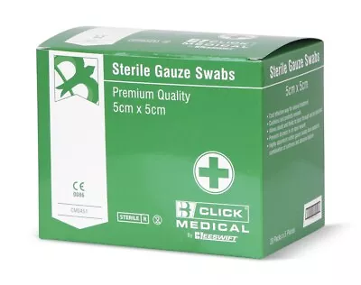 Click Medical Gauze Swabs 5cm X 5cm Sterile - 100 Pack - 20 Packs Of 5 • £8.99