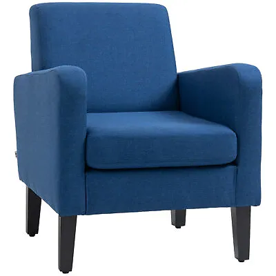 HOMCOM Modern Armchair Accent Chair With Rubber Wood Legs Used • £42.99