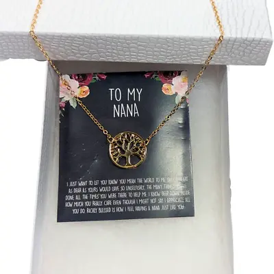 Gold Tree Of Life 'To My Nana' Pendant Necklace NWT • $14.99