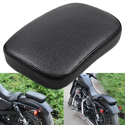Black PU Rear Passenger Pillion Seat Pad 8 Suction For Harley Chopper Motorcycle • $24.34