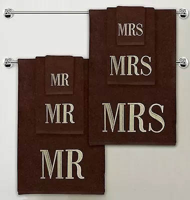 £24.99 • Buy Luxury 100% Cotton Mr & Mrs Monogrammed Bath Towel 6 Piece Gift Bale Set