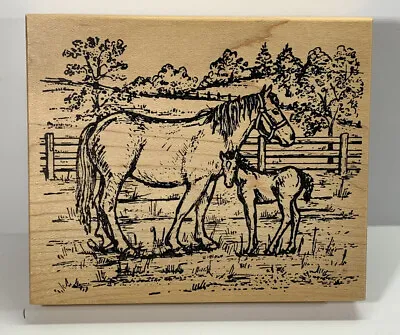 $6.99 • Buy Northwoods HORSE & FOAL Wood Mount Rubber Stamp 2004