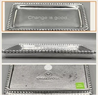 MARIPOSA Change Is Good Pewter Tray 6.5”x 3.5” Stamped Catch All Bowl Keys Rings • $20