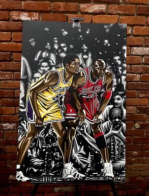 Original Michael Jordan Kobe Bryant Painting - 24x36 - By K Michelle • $1200
