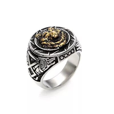 $11.98 • Buy Vintage Viking Wolf Head Ring Stainless Steel Men's Biker Punk Ring Silver Gold