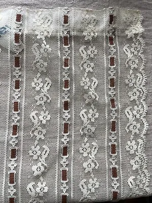 Vintage 1980s Shower Curtain Lace Cream W/ Brown Ready To Use • $24.99