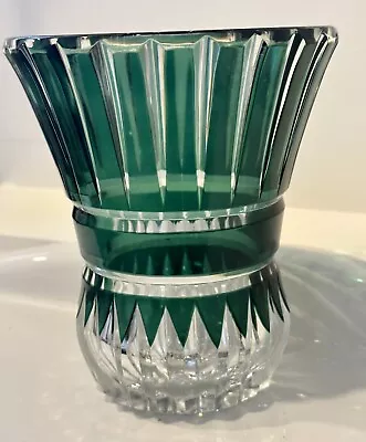 VAL ST LAMBERT VASE  SIGNED Emerald Green Cut To Clear. Excellent No Reserve • £50