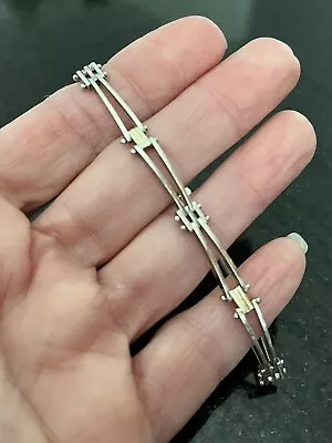 Vintage Sterling Silver Modernist Bike Chain Link Bracelet 925 Italy 7 1/4” 9.2g • $19.99