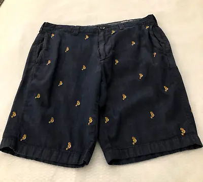 VTG J.Crew Mens Shorts Sz 32 X 10.5 Blue Seahorse Embroidered Slash Pocket • $16.19