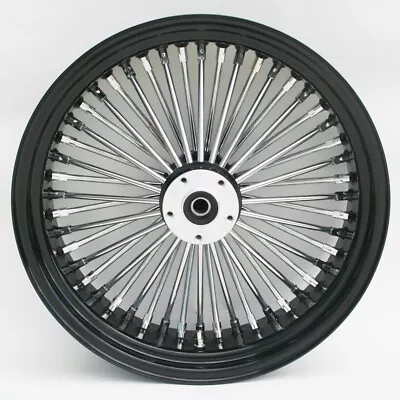 Black & Chrome Ultima 48 King Spoke 18 X 8.5 Rear Wheel For Harley Custom Models • $379.89