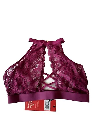 £12.50 • Buy Tutti Rouge Burgundy Lace High Neck Bra Bralette Large Bust BNWT
