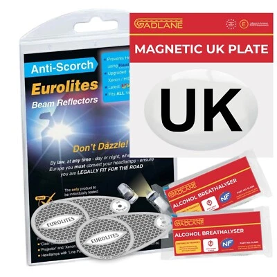 £16.99 • Buy GADLANE 3 Pc Car Travel European Driving Kit Headlamp Breath UK Plate France EU